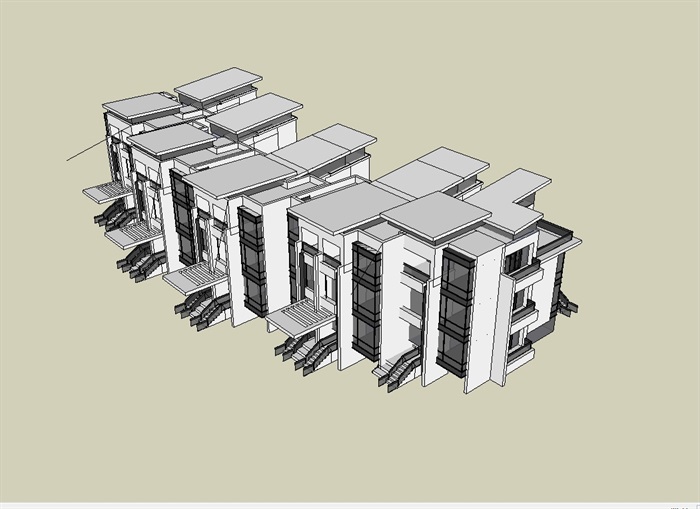 现代详细多层别墅设计cad方案及su模型(2)