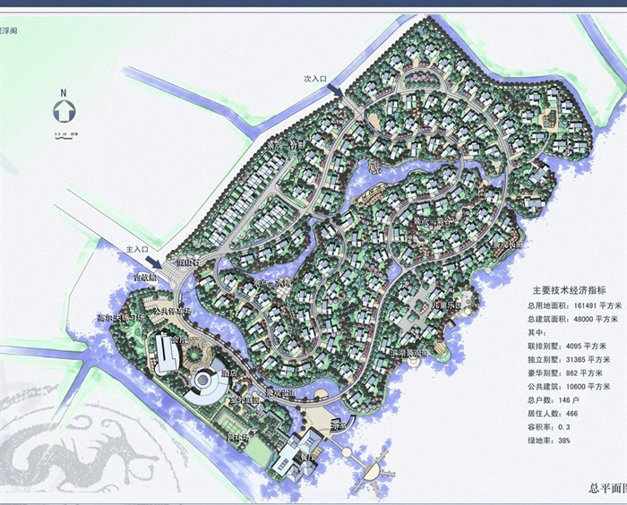 太湖中式别墅区规划jpg方案图(2)