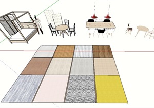 某室内多种桌椅组合素材SU(草图大师)模型