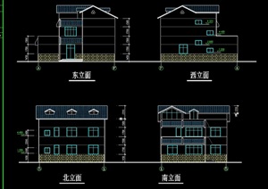 中式乡村别墅建筑cad方案图