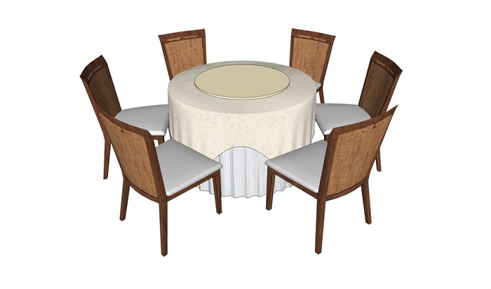 现代圆形餐桌椅设计su模型