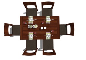 餐厅空间餐桌椅子设计SU(草图大师)模型