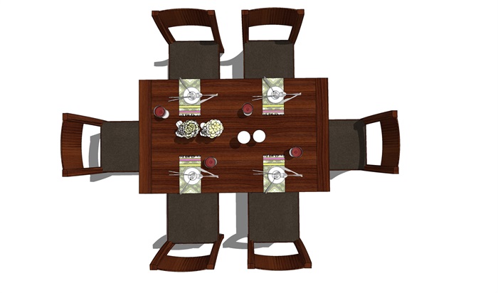餐厅空间餐桌椅子设计su模型