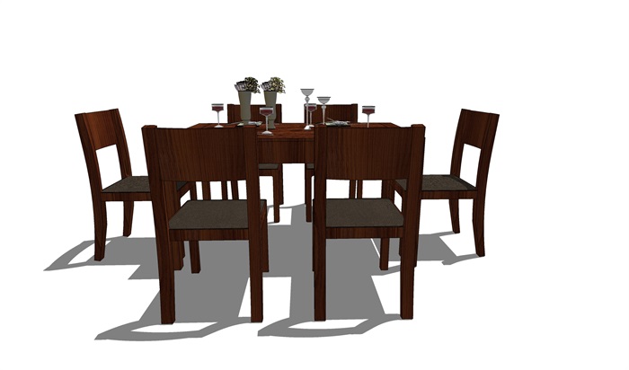 餐厅空间餐桌椅子设计su模型