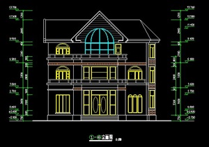 欧式风格3层别墅建筑方案图纸