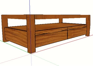 某现代木桌详细的桌子素材设计SU(草图大师)模型