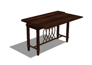中式独特详细的木质桌子设计SU(草图大师)模型