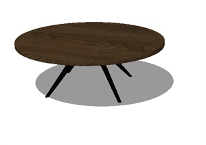现代详细室内圆形桌子设计SU(草图大师)模型
