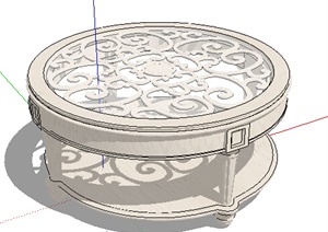 欧式圆形详细的桌子设计SU(草图大师)模型
