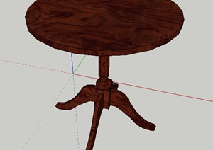 欧式详细的木质桌子SU(草图大师)模型