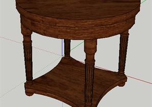 木质详细的圆形桌子设计SU(草图大师)模型
