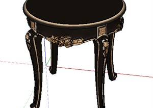 某欧式详细的圆形桌子SU(草图大师)模型