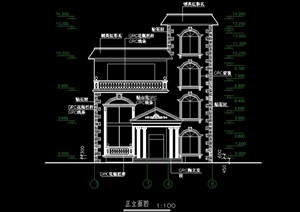 欧式独栋别墅建筑结构cad方案全套图纸
