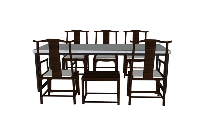 某六人室内餐桌椅设计su模型