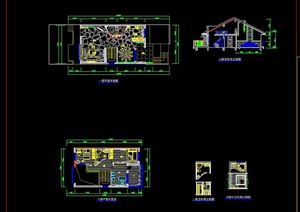 现代详细完整的别墅室内设计cad施工方案图