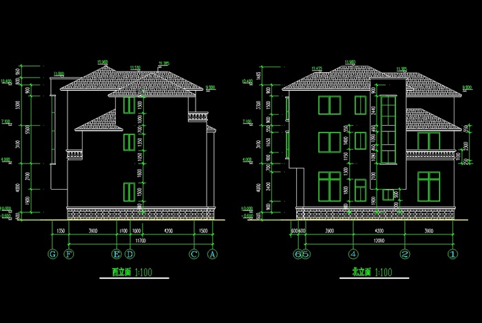 欧式别墅建筑扩出cad方案图(2)