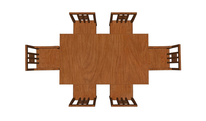 中式全木质餐桌椅su模型