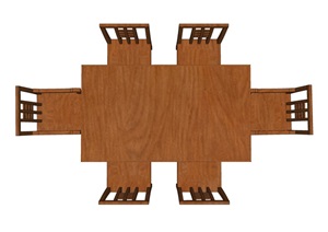中式全木质餐桌椅SU(草图大师)模型