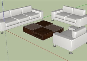 某室内沙发茶几组合详细设计SU(草图大师)模型