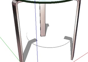 室内详细的玻璃桌子设计SU(草图大师)模型