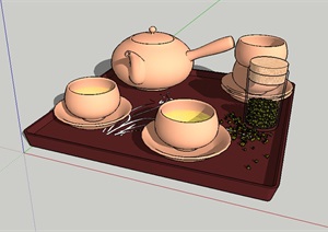 某室内独特一套餐具设计SU(草图大师)模型