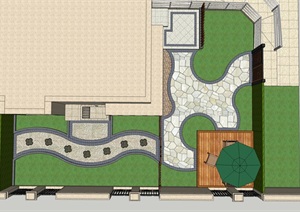 庭院花园景观设计SU(草图大师)详细模型