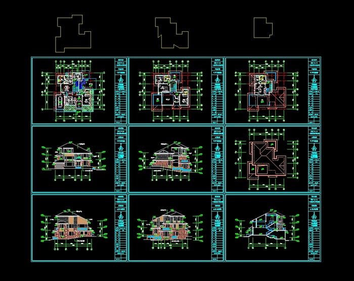 三层日式别墅全套建筑cad方案图(3)