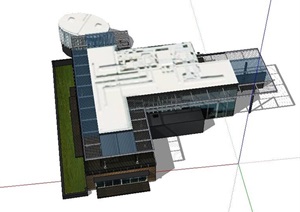 现代风格2层会所建筑SU(草图大师)模型