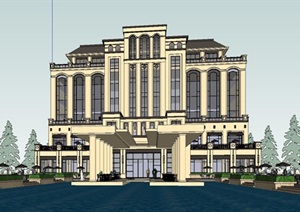 新古典主义风格7层酒店设计SU(草图大师)模型