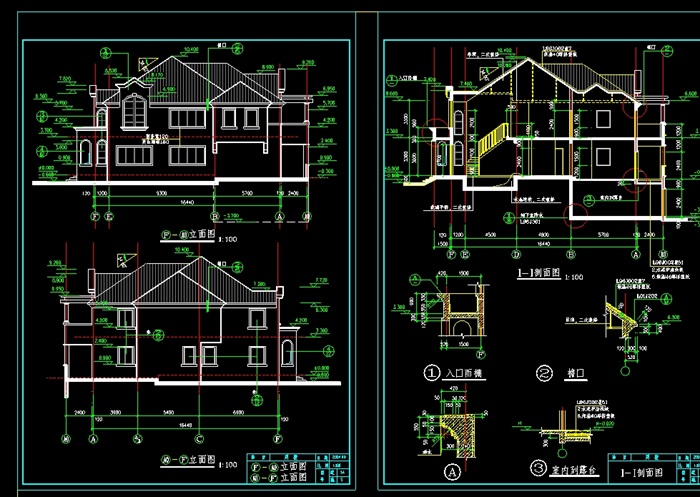 美式别墅详细建筑设计cad施工图(3)