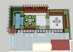 屋顶花园完整详细设计SU(草图大师)模型