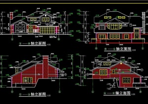 几套别墅建筑cad方案图
