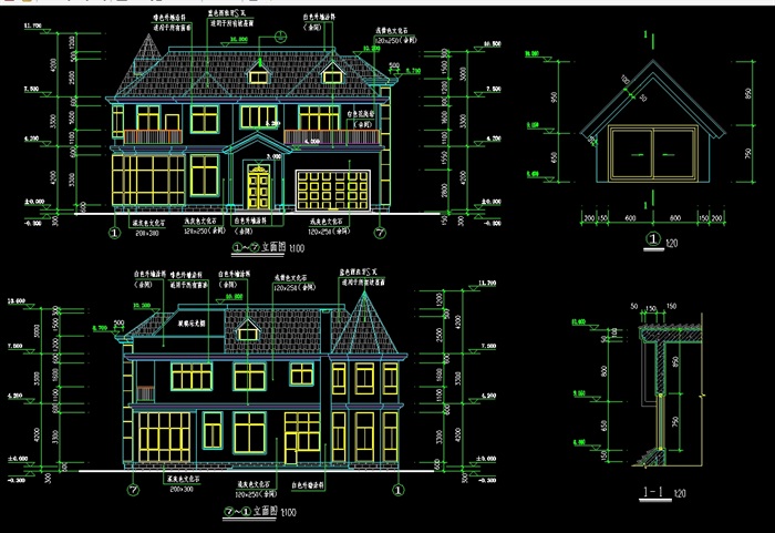 某别墅建筑设计cad施工图带效果图(2)