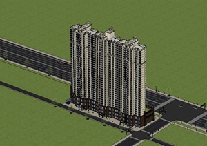 新古典风格33层商住楼设计SU(草图大师)模型