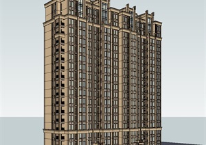 现代主义风格19层住宅建筑楼SU(草图大师)模型