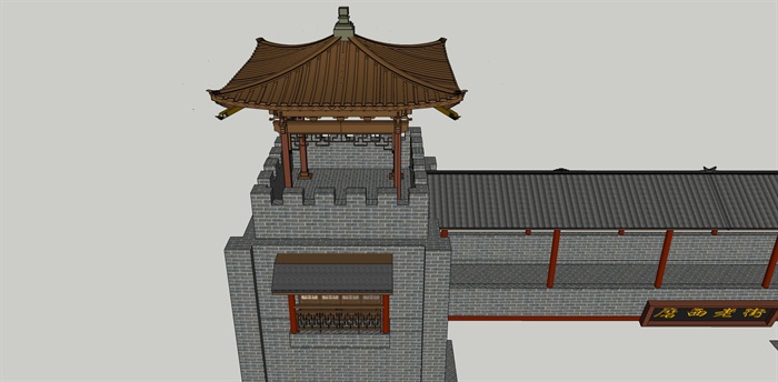 古典中式景墙大门su模型