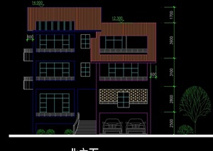 独栋多层欧式别墅建筑设计cad方案图