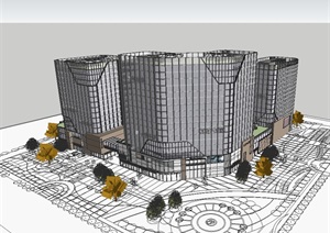 商业办公综合楼建筑设计SU(草图大师)模型