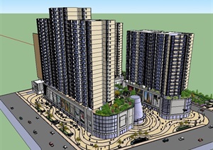 商业住宅综合体景观SU(草图大师)模型