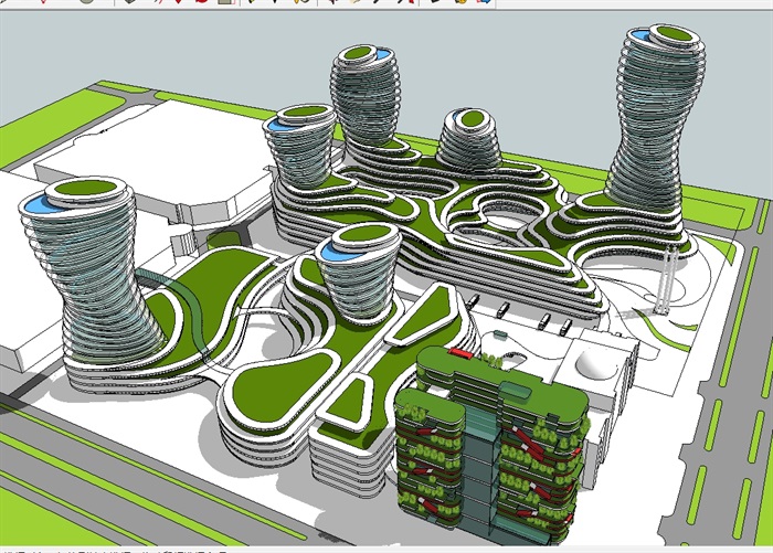 中心商业办公楼设计su模型(1)