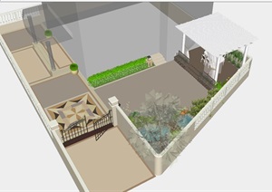 现代别墅庭院方案ＳＵ设计模型