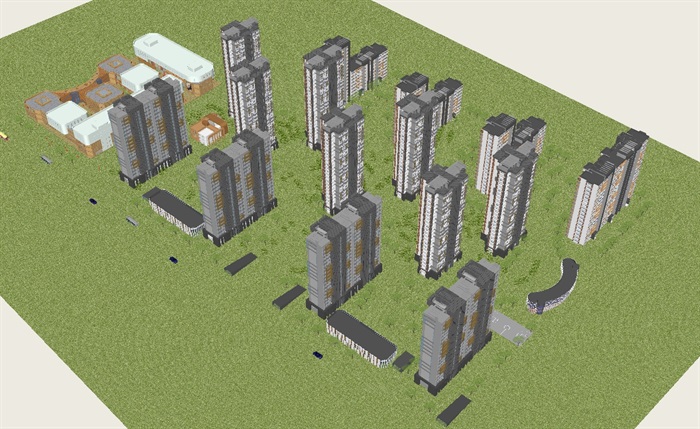 现代商住小区建筑规划方案ＳＵ模型(2)