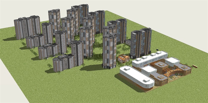 现代商住小区建筑规划方案ＳＵ模型(3)