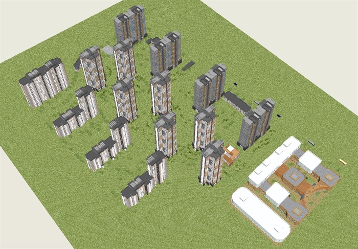 现代商住小区建筑规划方案ＳＵ模型(4)