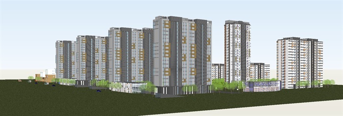 现代商住小区建筑规划方案ＳＵ模型(9)