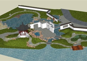古典中式小游园景观方案ＳＵ模型