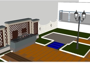 两个别墅私家花园ＳＵ设计模型