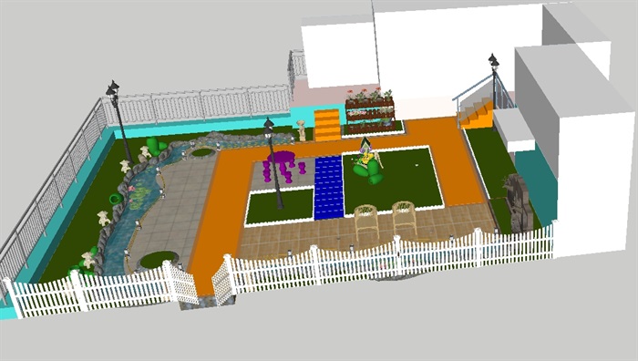 两个别墅私家花园ＳＵ设计模型(3)
