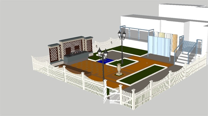两个别墅私家花园ＳＵ设计模型(4)