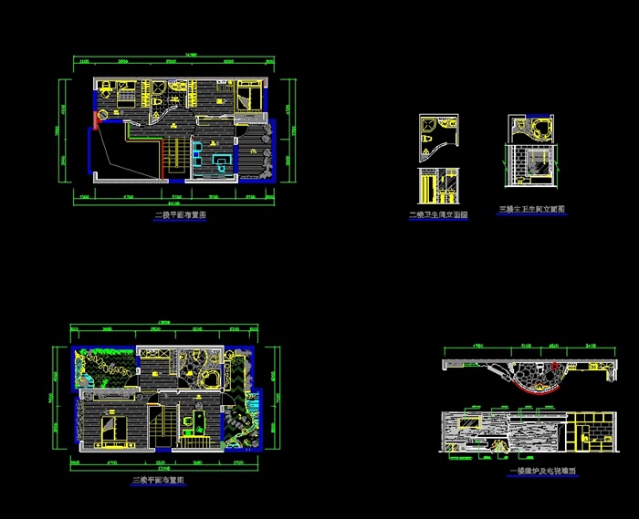 别墅详细的室内设计cad施工方案图(3)